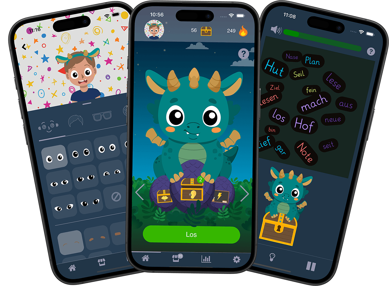 Startansticht Lese-Drache Lern-App